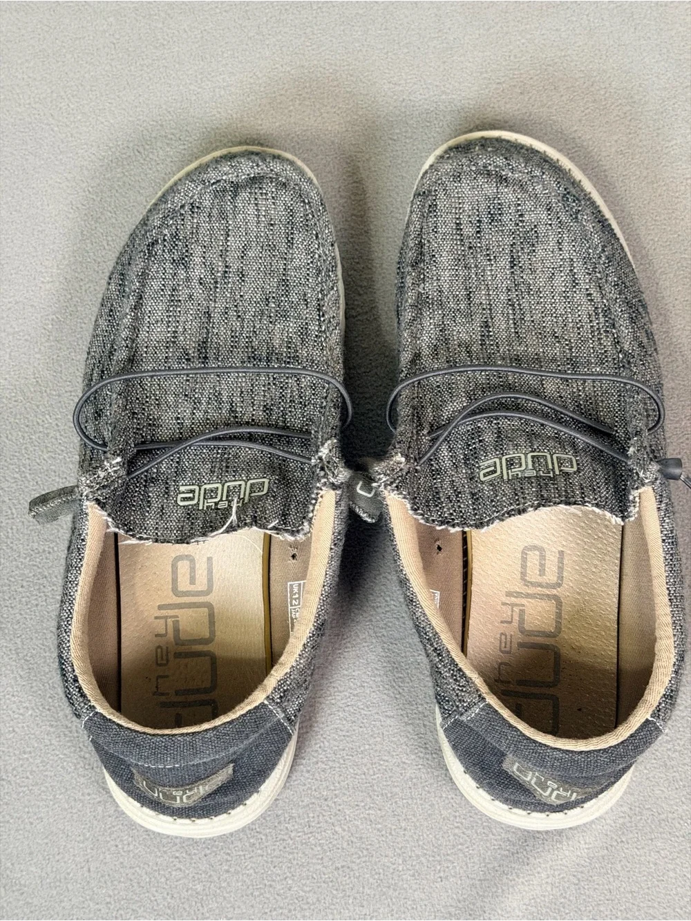 Hey Dude Men’s Grey Canvas Slip-On Loafers- Size 13 - Picture 5 of 6